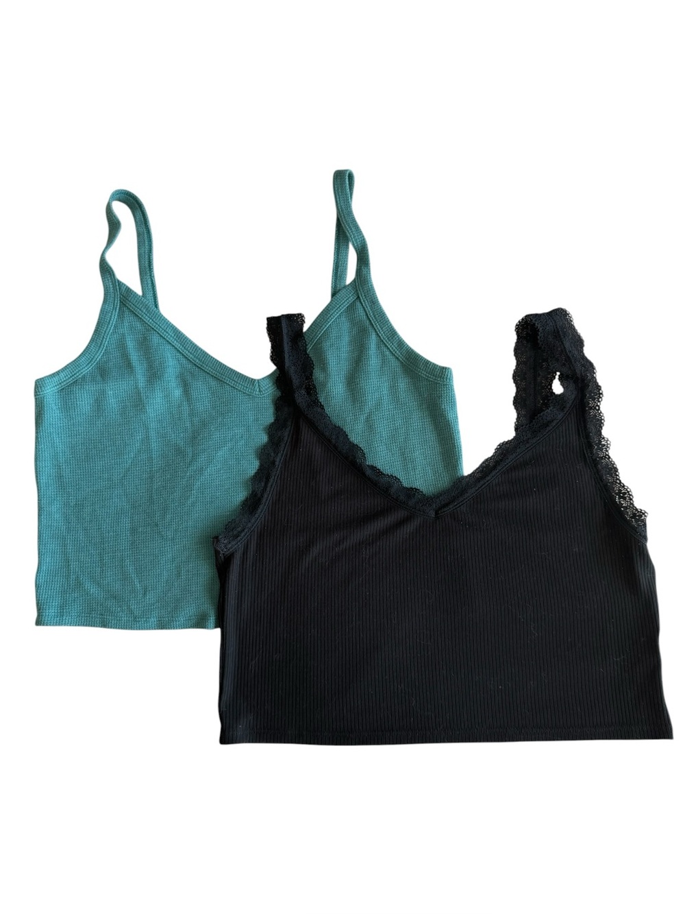 American Eagle Ribbed Crop Top Cami Tank Top Set Large Basic Fitted Casual Y2K